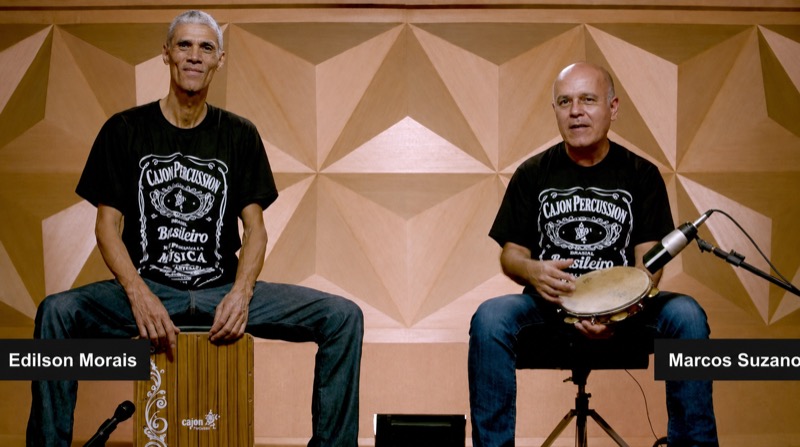 Edilson Morais e Marcos Suzano gravando aula